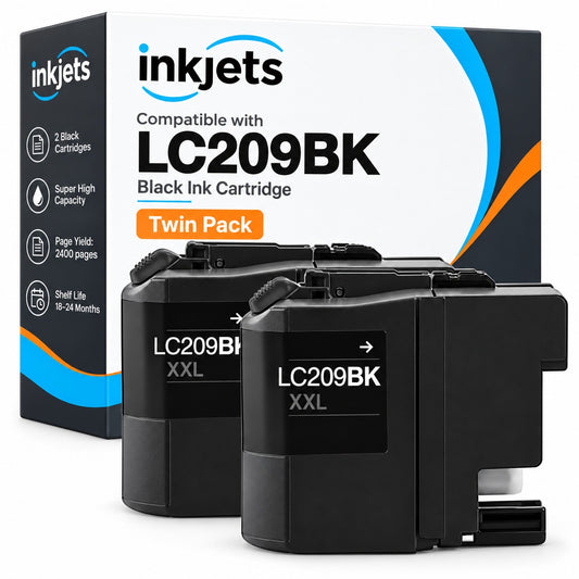 Brother LC209BK Black Super High-Yield Compatible Ink Cartridge Twin Pack