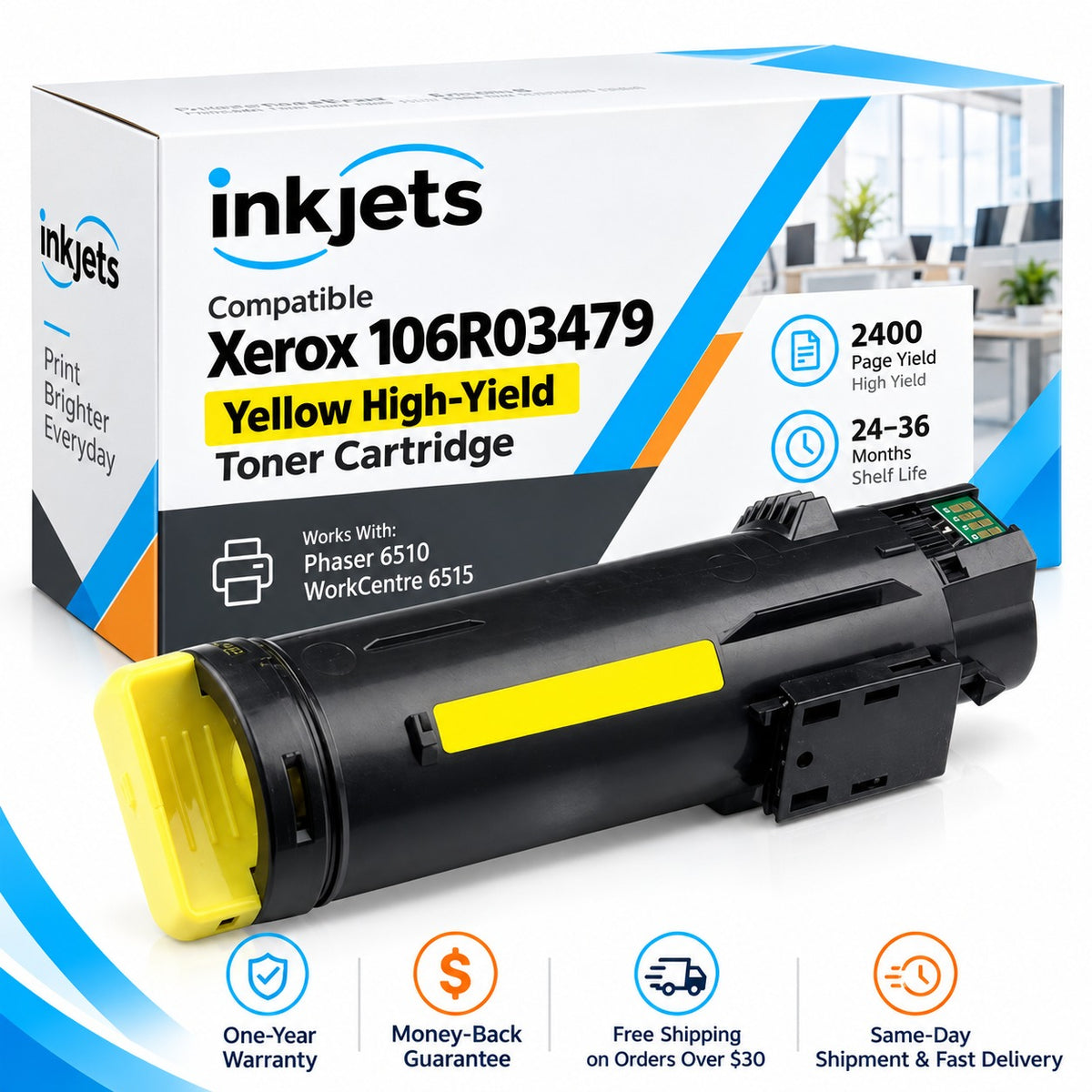Xerox 106R03479 Yellow High-Yield Compatible Toner Cartridge