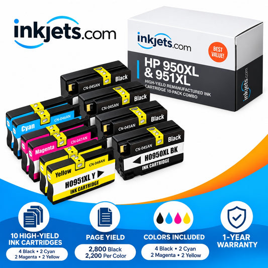 HP 950XL & 951XL High-Yield Remanufactured Ink Cartridge 10-Pack Combo
