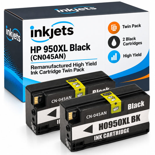 HP 950XL Black (CN045AN) Remanufactured High Yield Ink Cartridge Twin Pack