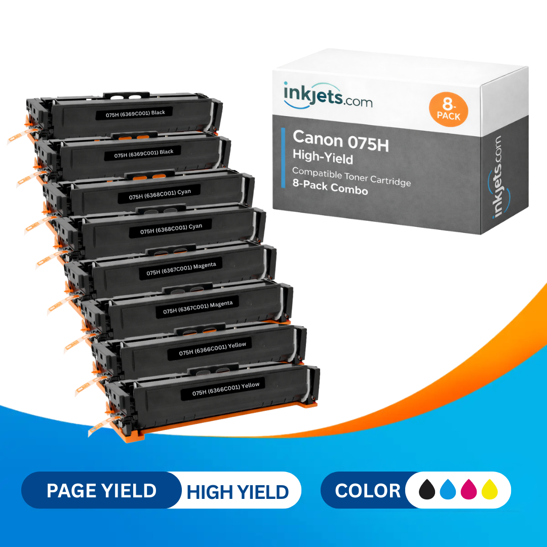Canon 075H Compatible High-Yield Toner Cartridge 8-Pack Combo