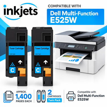 Dell 593-BBJU (H5WFX) Cyan Compatible Toner Cartridge Twin Pack