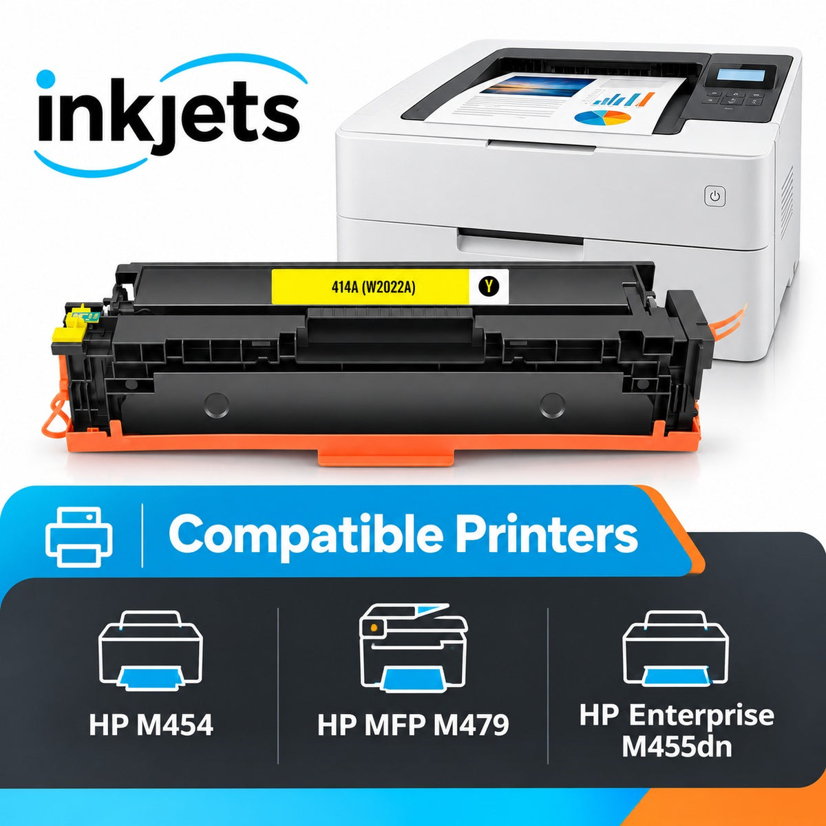 Compatible HP 414A (W2022A) Standard Yield Yellow Toner Cartridge