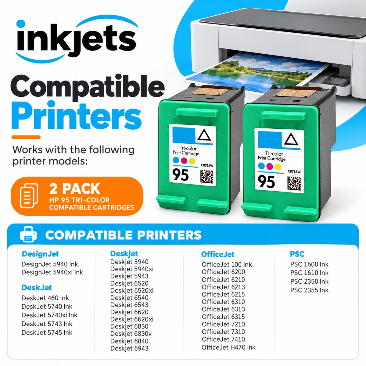 HP 95 Tri-Color (C8766WN) Remanufactured Ink Cartridge Twin Pack