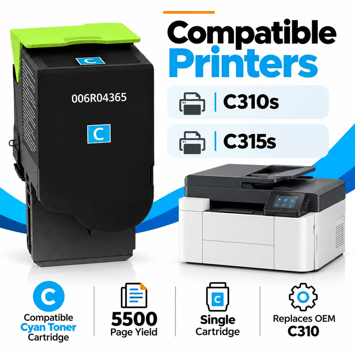Compatible Xerox C310s/C315s High Yield Cyan Toner Cartridge