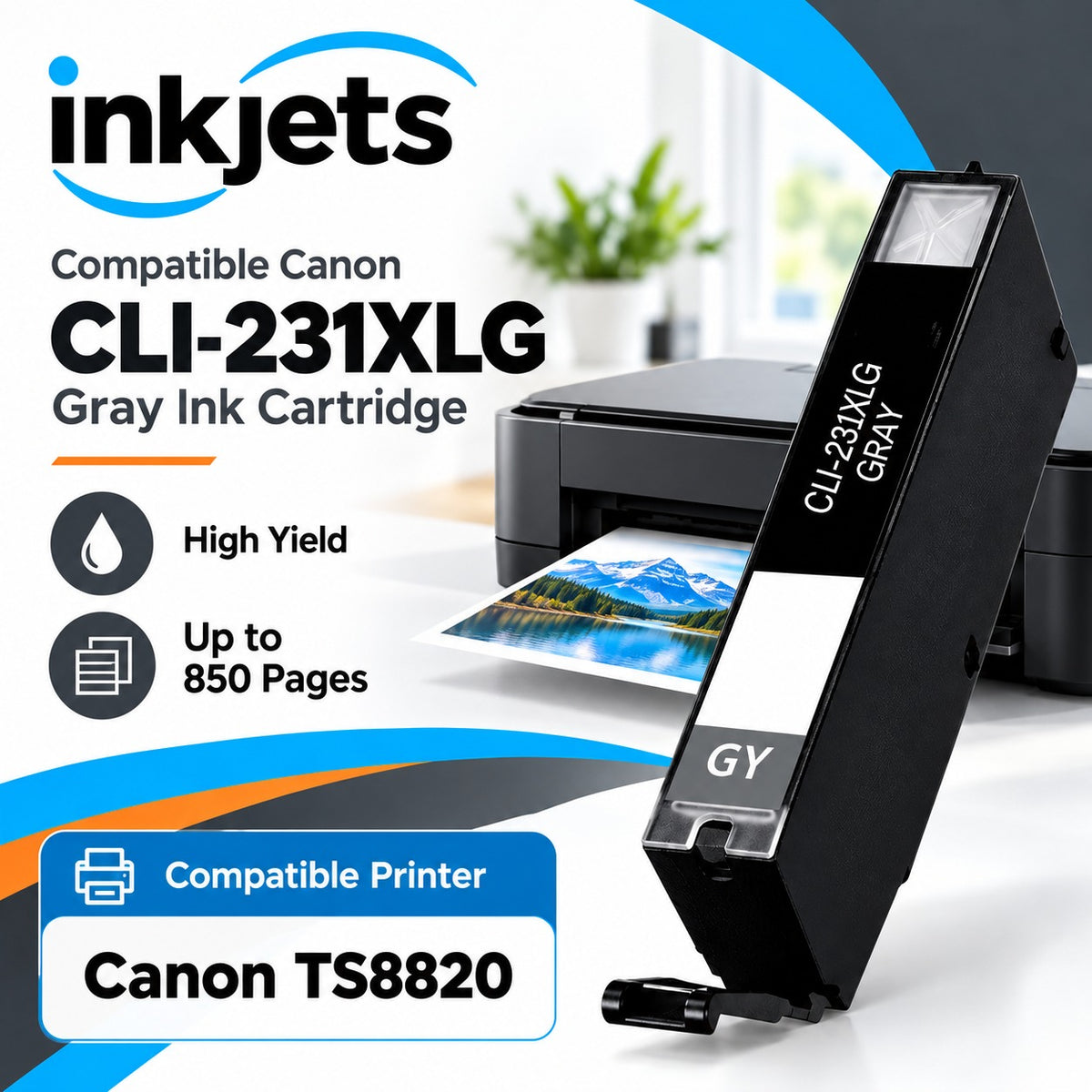 Compatible Canon CLI-231XLG (6678C001) High Yield Gray Ink Cartridge