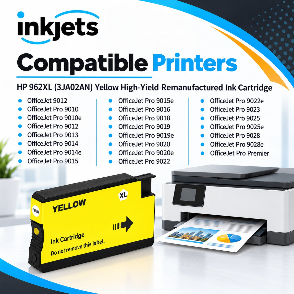 HP 962XL (3JA02AN) Yellow High-Yield Remanufactured Ink Cartridge