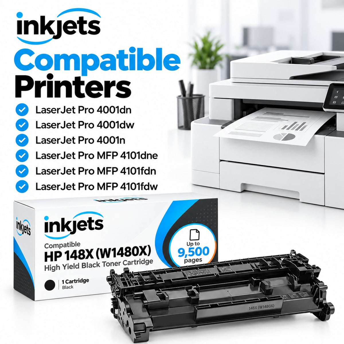 Compatible HP 148X (W1480X) High Yield Black Toner Cartridge