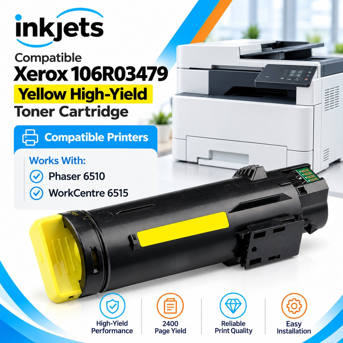 Xerox 106R03479 Yellow High-Yield Compatible Toner Cartridge
