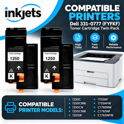 Dell 331-0777 (FYFKF) Cyan High-Yield Compatible Toner Cartridge Twin Pack