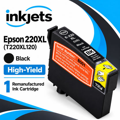 Epson 220XL (T220XL120) Black High-Yield Remanufactured Ink Cartridge
