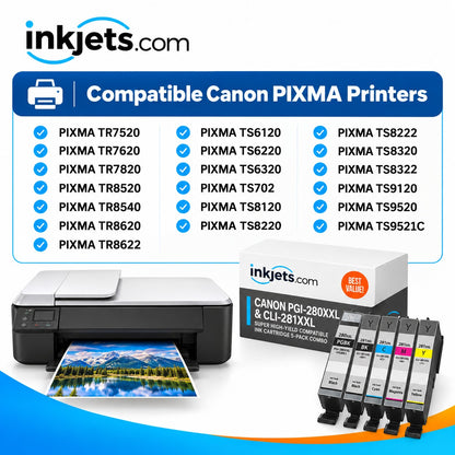 Canon PGI-280XXL & CLI-281XXL Super High-Yield Compatible Ink Cartridge 5-Pack Combo