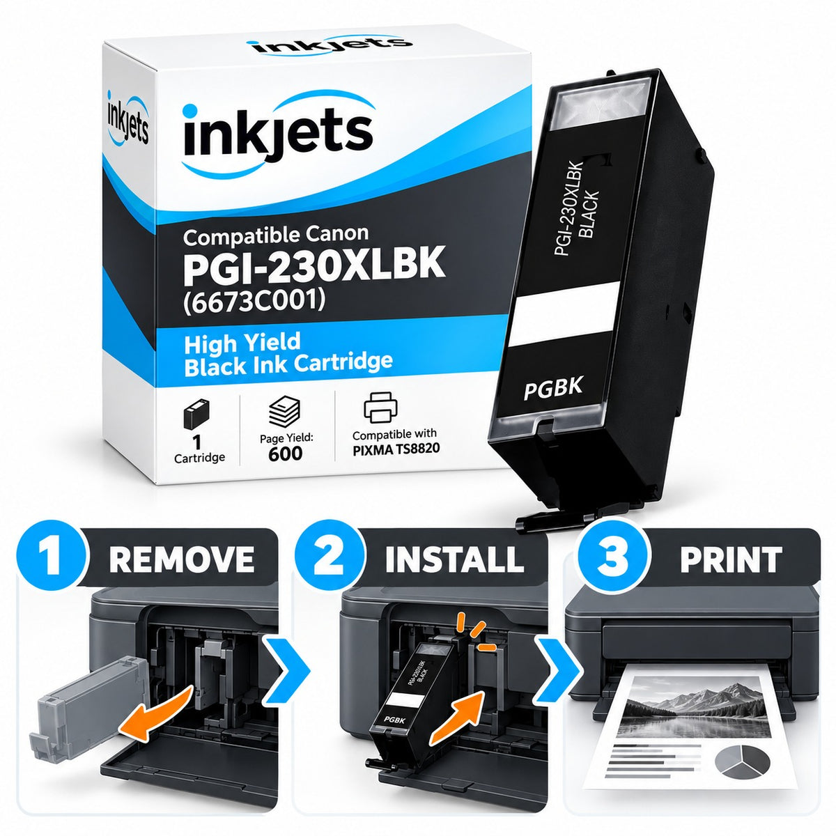 Compatible Canon PGI-230XLBK (6673C001) High Yield Black Ink Cartridge