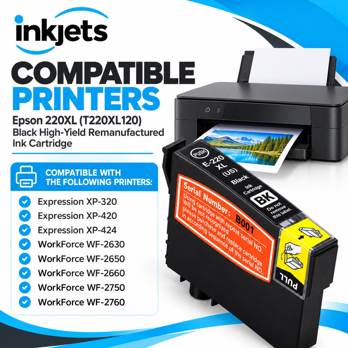 Epson 220XL (T220XL120) Black High-Yield Remanufactured Ink Cartridge