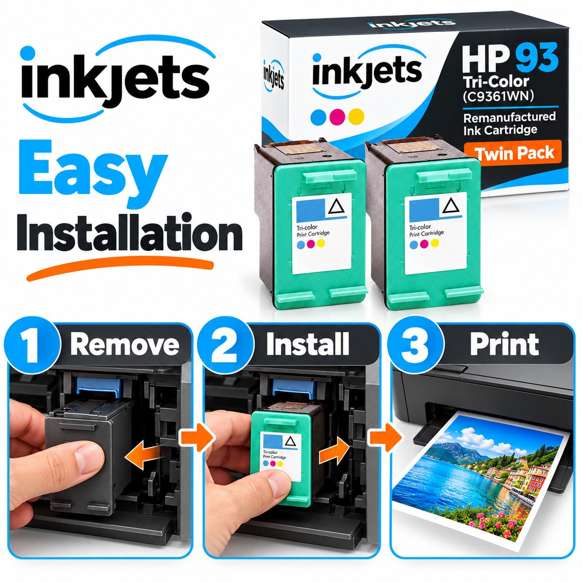 HP 93 Tri-Color (C9361WN) Remanufactured Ink Cartridge Twin Pack