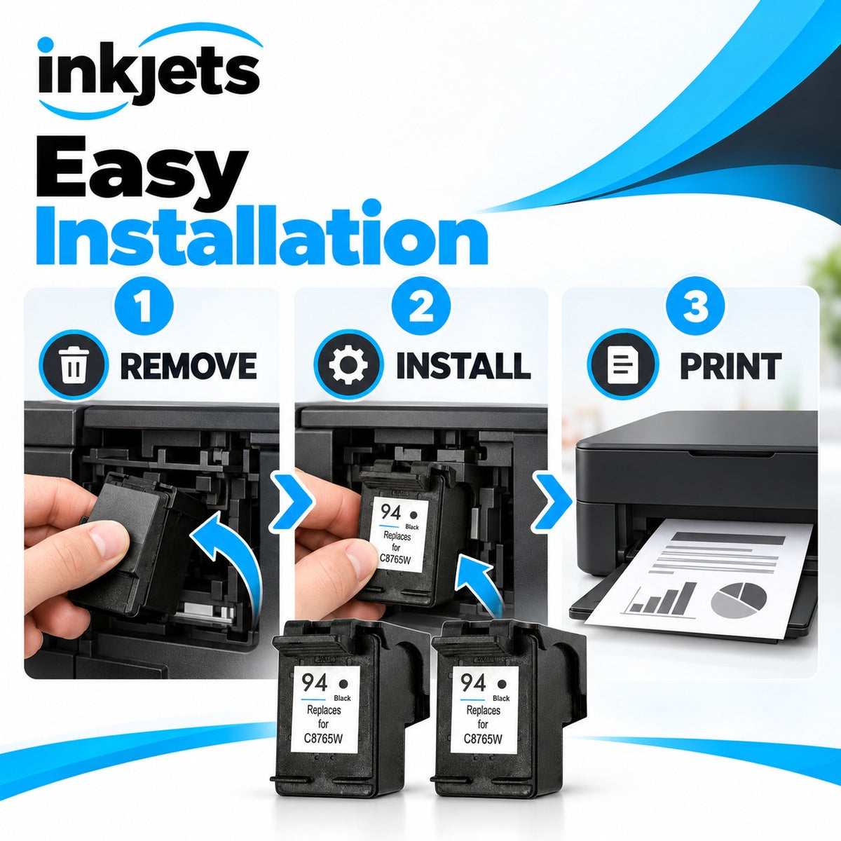 HP 94 Black (C8765WN) Remanufactured Ink Cartridge Twin Pack
