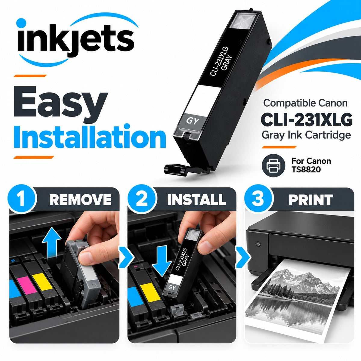 Compatible Canon CLI-231XLG (6678C001) High Yield Gray Ink Cartridge
