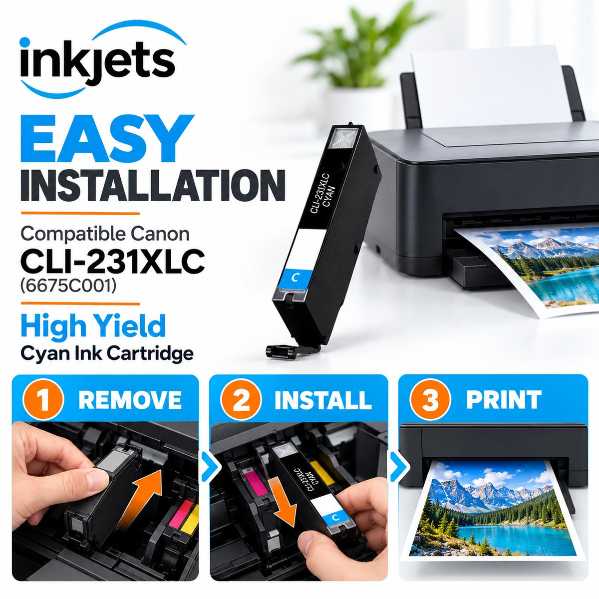 Compatible Canon CLI-231XLC (6675C001) High Yield Cyan Ink Cartridge