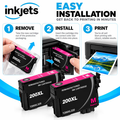 Epson 200XL (T200XL320) Magenta High-Yield Remanufactured Ink Cartridge Twin Pack
