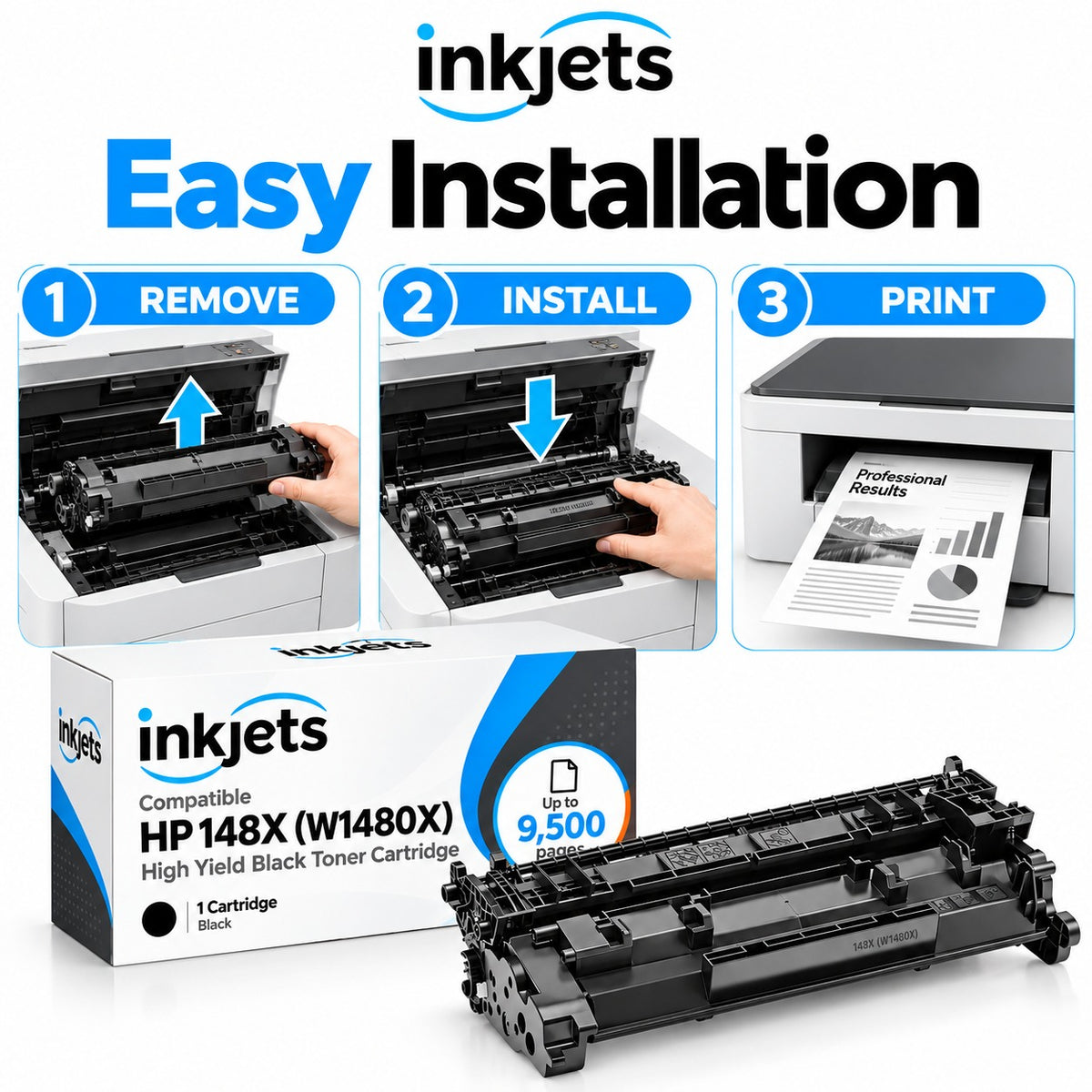 Compatible HP 148X (W1480X) High Yield Black Toner Cartridge