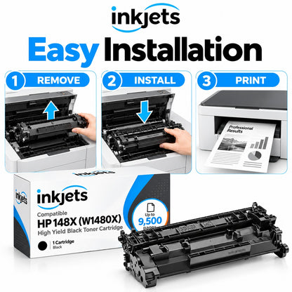 Compatible HP 148X (W1480X) High Yield Black Toner Cartridge