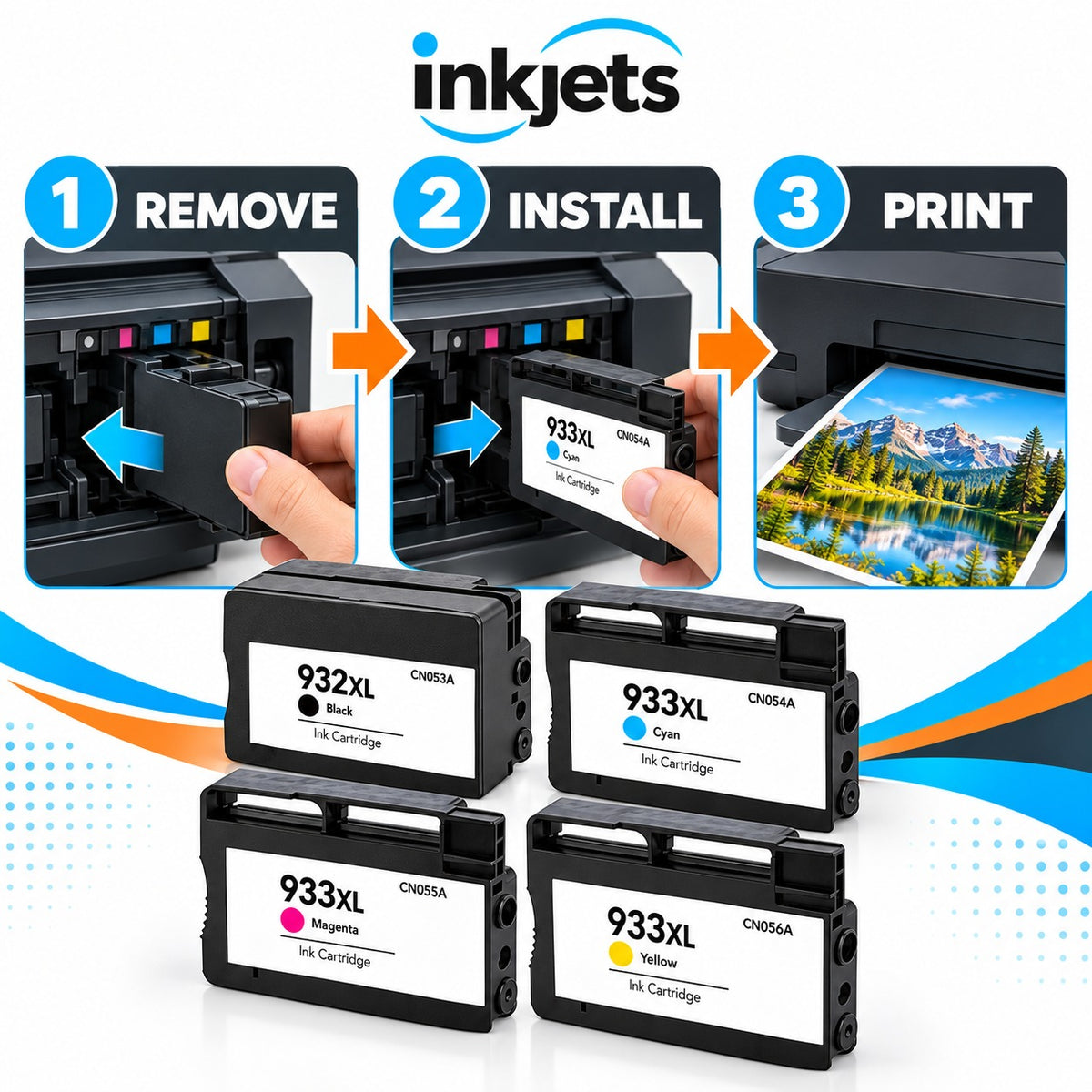 HP 932XL & 933XL High-Yield Remanufactured Ink Cartridge 4-Pack Combo