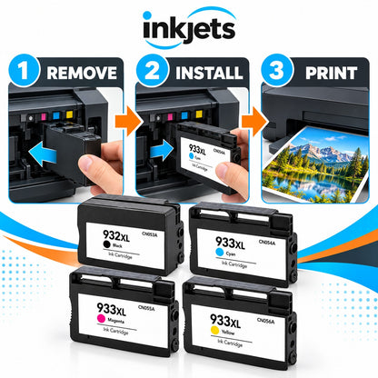 HP 932XL & 933XL High-Yield Remanufactured Ink Cartridge 4-Pack Combo