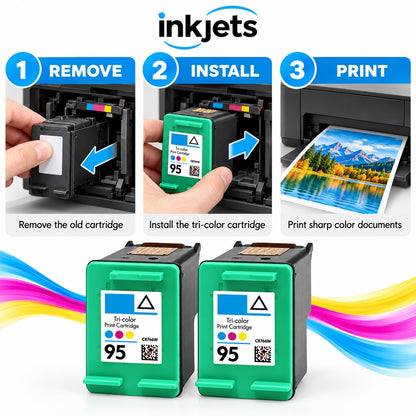 HP 95 Tri-Color (C8766WN) Remanufactured Ink Cartridge Twin Pack
