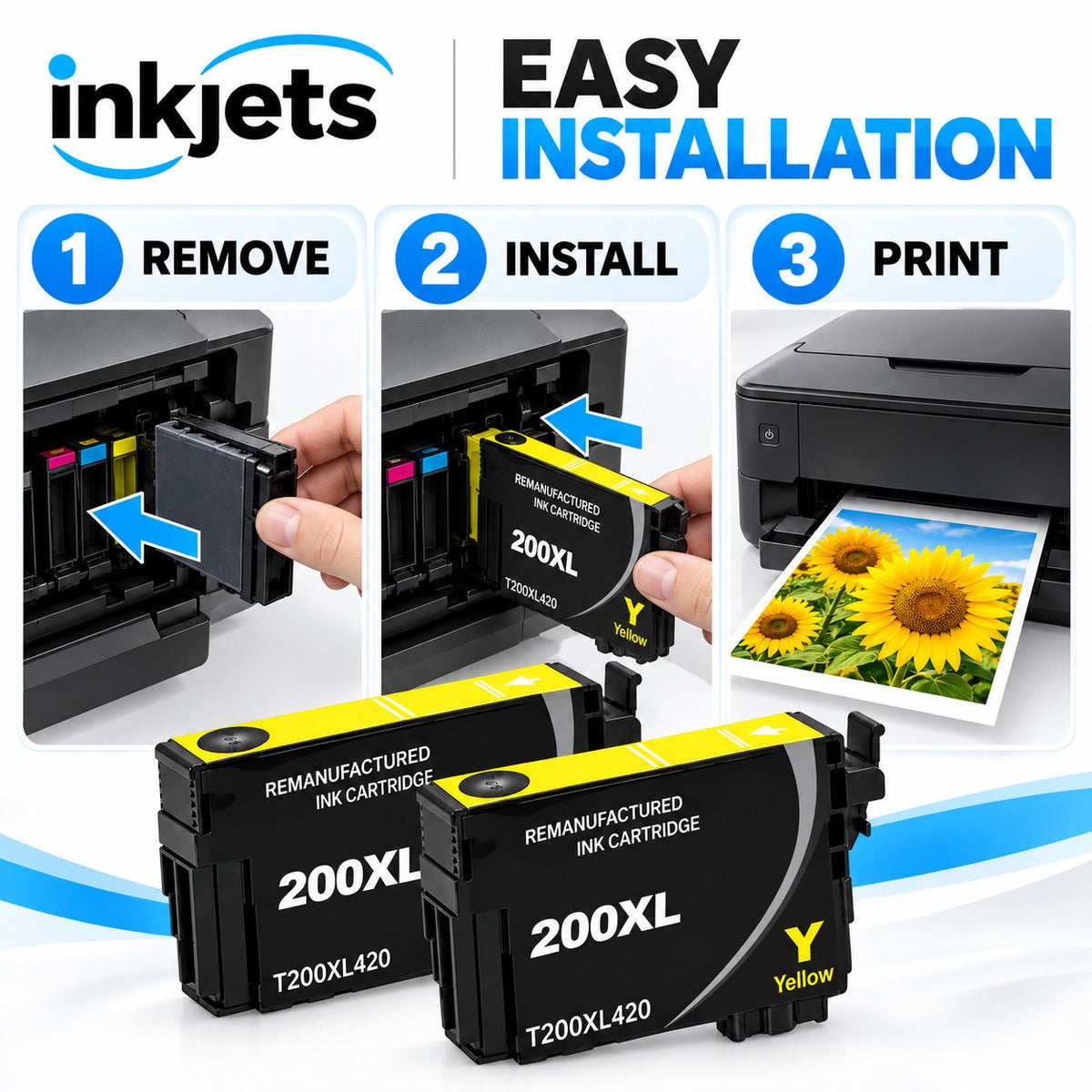 Epson 200XL (T200XL420) Yellow High-Yield Remanufactured Ink Cartridge Twin Pack
