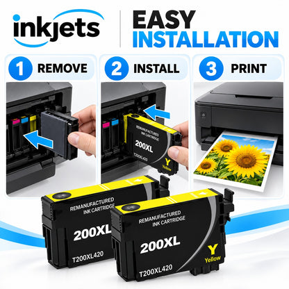 Epson 200XL (T200XL420) Yellow High-Yield Remanufactured Ink Cartridge Twin Pack