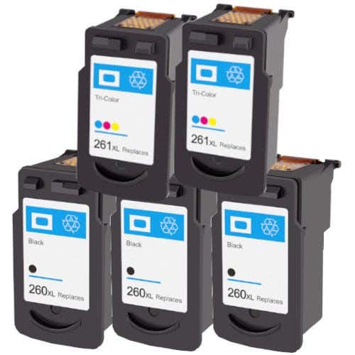 Canon PG-260XL & CL-261XL Remanufactured High Yield Ink Cartridge 5-Pack Combo