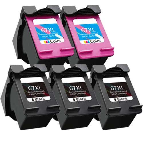 HP 67XL Remanufactured High Yield Ink Cartridge 5-Pack Combo