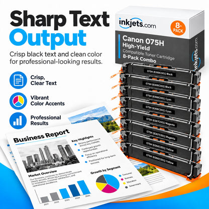 Canon 075H Compatible High-Yield Toner Cartridge 8-Pack Combo