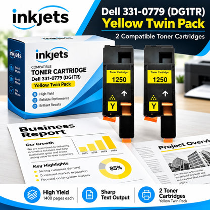 Dell 331-0779 (DG1TR) Yellow High-Yield Compatible Toner Cartridge Twin Pack