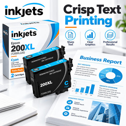 Epson 200XL (T200XL220) Cyan High-Yield Remanufactured Ink Cartridge Twin Pack