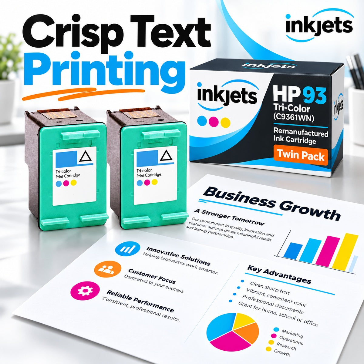 HP 93 Tri-Color (C9361WN) Remanufactured Ink Cartridge Twin Pack