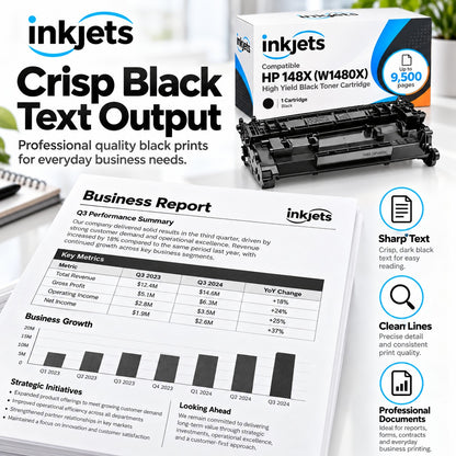 Compatible HP 148X (W1480X) High Yield Black Toner Cartridge