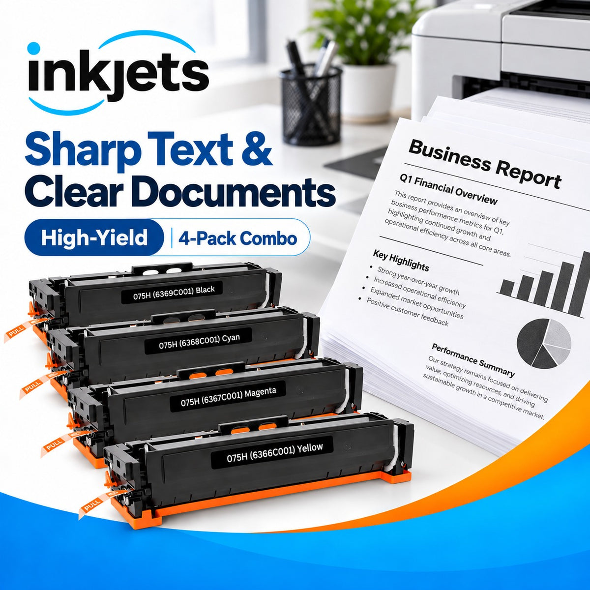 Canon 075H Compatible High-Yield Toner Cartridge 4-Pack Combo