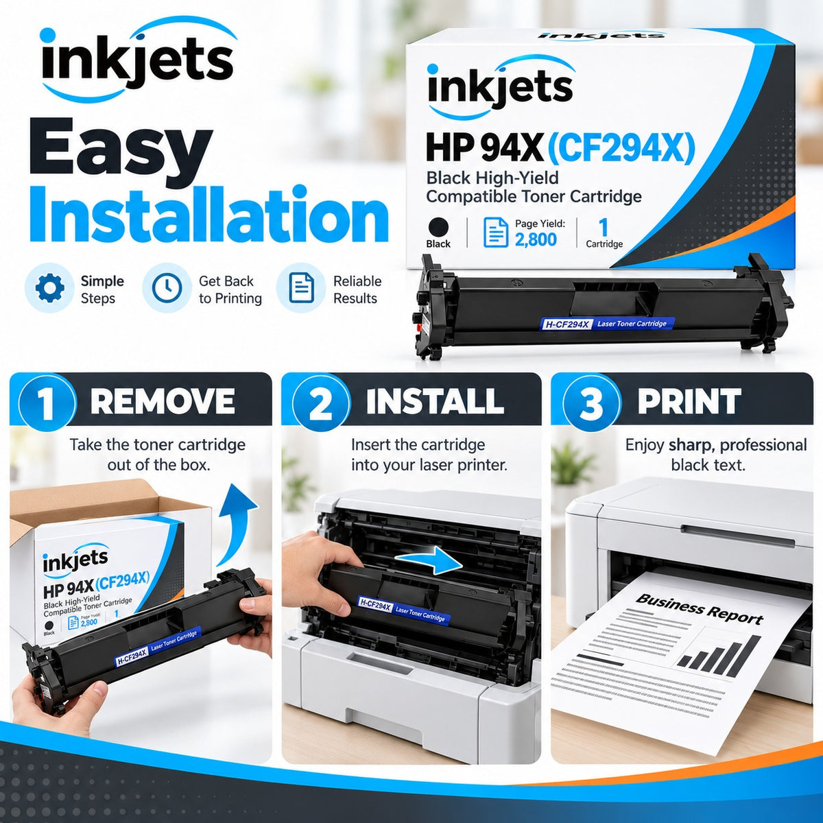 HP 94X (CF294X) Black High-Yield Compatible Toner Cartridge