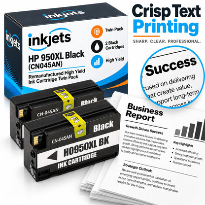 HP 950XL Black (CN045AN) Remanufactured High Yield Ink Cartridge Twin Pack