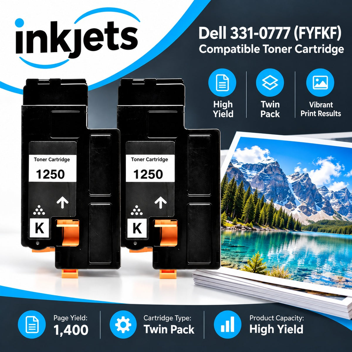 Dell 331-0777 (FYFKF) Cyan High-Yield Compatible Toner Cartridge Twin Pack