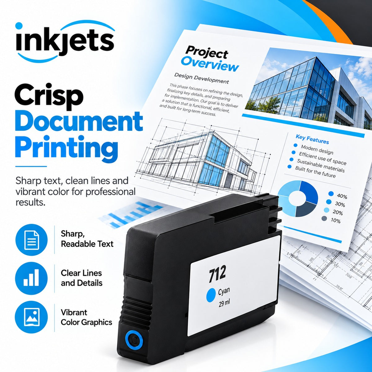 Remanufactured HP 712 Standard Yield Cyan Ink Cartridge