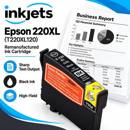 Epson 220XL (T220XL120) Black High-Yield Remanufactured Ink Cartridge