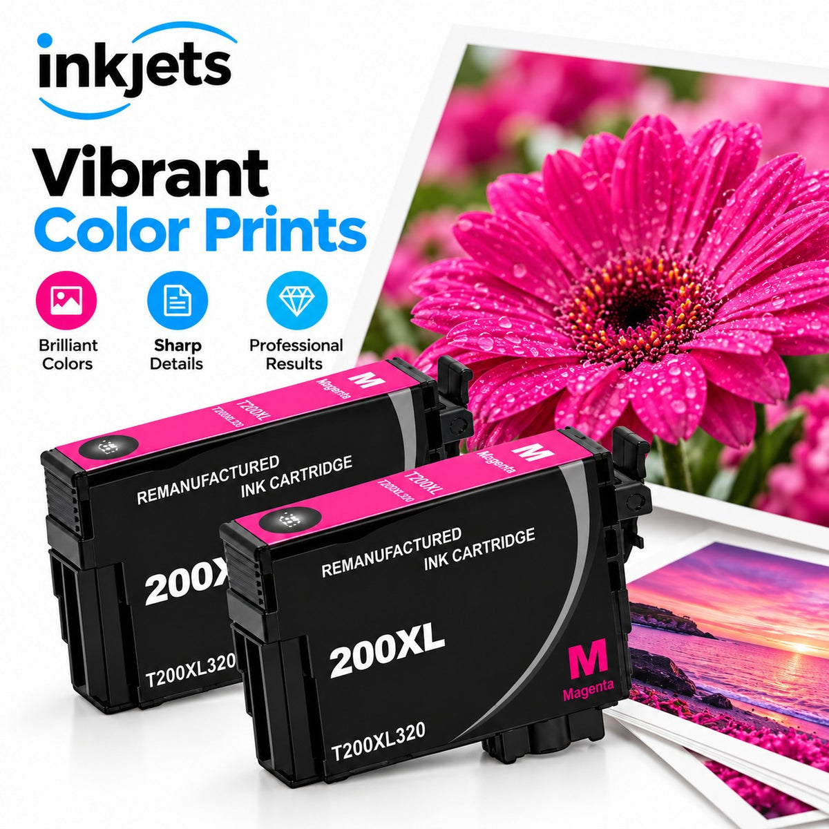 Epson 200XL (T200XL320) Magenta High-Yield Remanufactured Ink Cartridge Twin Pack