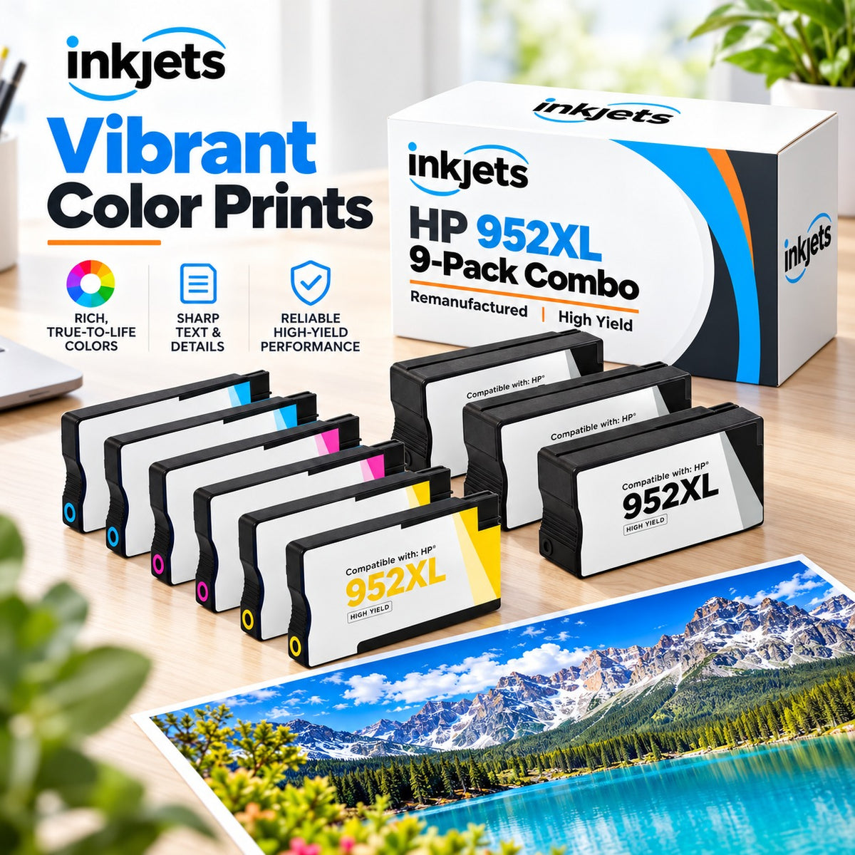 HP 952XL High-Yield Remanufactured Ink Cartridge 9-Pack Combo