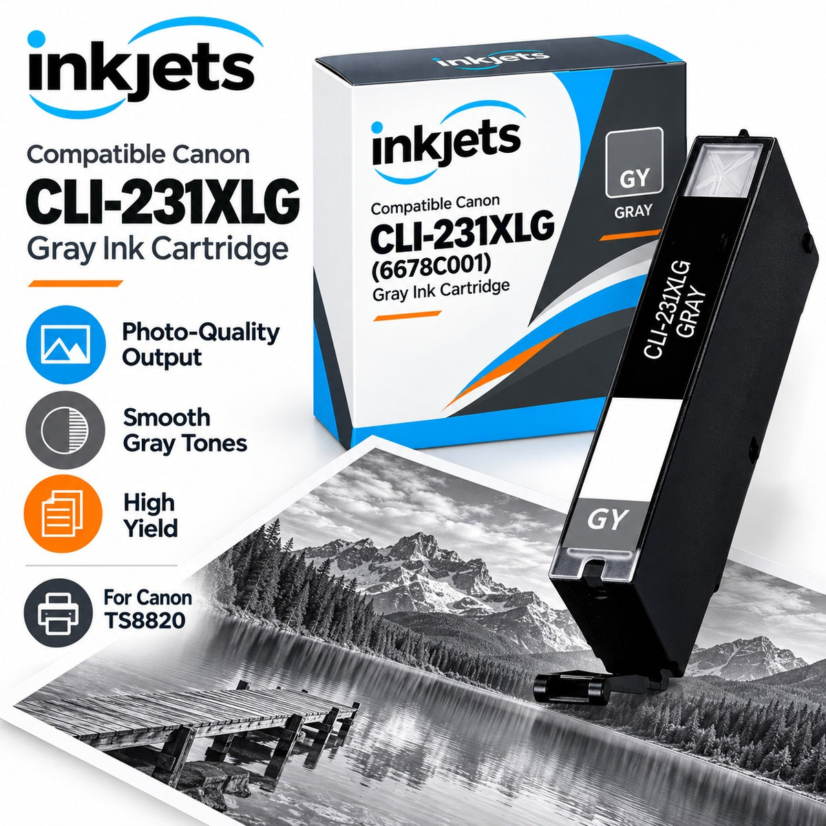 Compatible Canon CLI-231XLG (6678C001) High Yield Gray Ink Cartridge