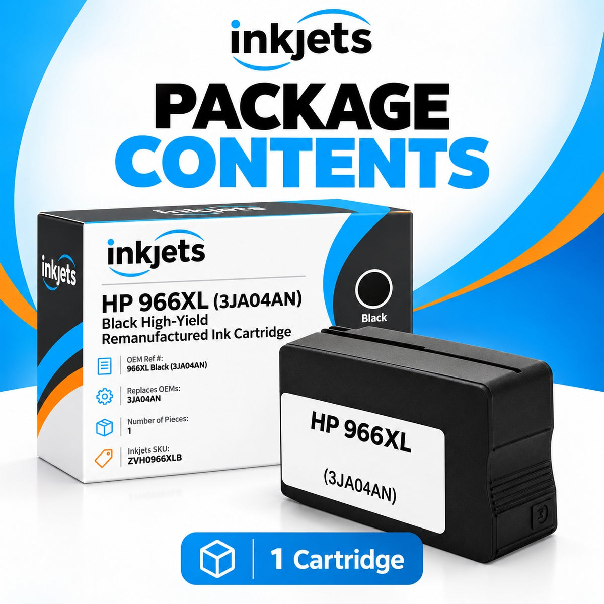 HP 966XL (3JA04AN) Black High-Yield Remanufactured Ink Cartridge