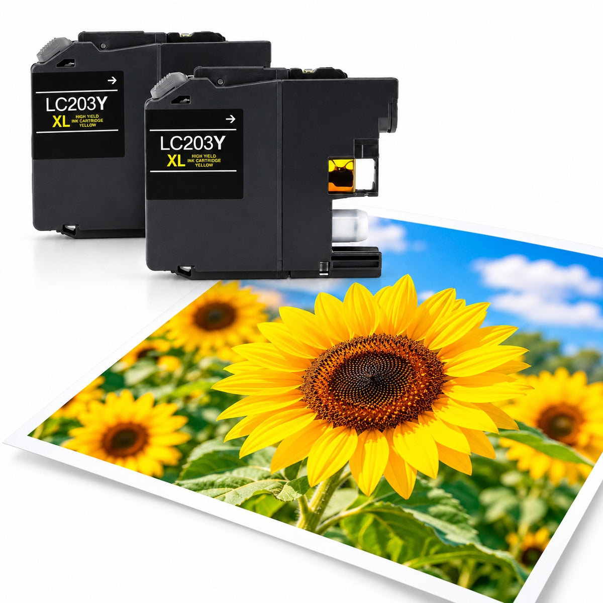 Brother LC203Y (Replaces LC201Y) Yellow High-Yield Compatible Ink Cartridge Twin Pack