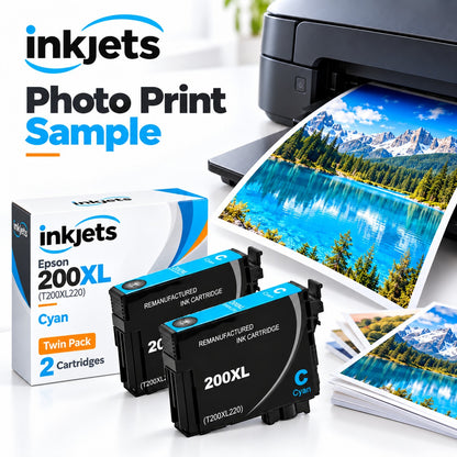 Epson 200XL (T200XL220) Cyan High-Yield Remanufactured Ink Cartridge Twin Pack