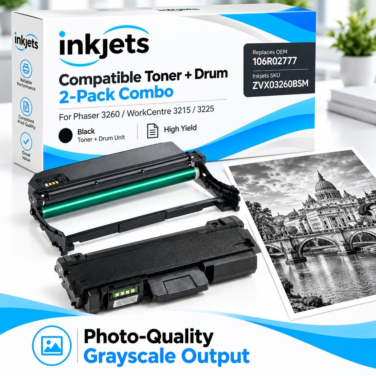 Xerox Phaser 3260 / WorkCentre 3200 Compatible Toner & Drum Cartridge 2-Pack Combo
